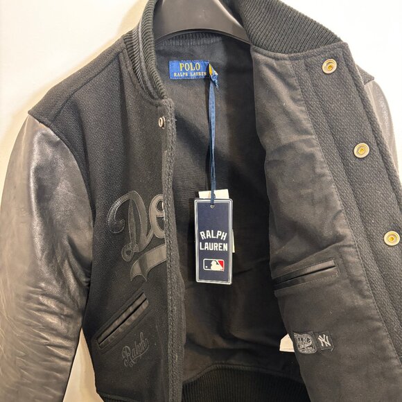 NWT Polo Ralph Lauren Dodgers Limited Ed. Black Wool/Leather Jacket SMALL - Picture 3 of 16